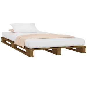 vidaXL Cama de paletes 100x200 cm madeira pinho maci&ccedil;a castanho mel