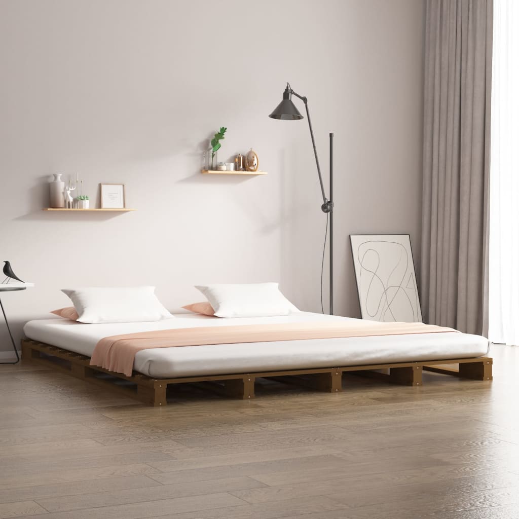 Palleseng Massivt Fyrretræ - honningfarvet / 120 x 200 cm