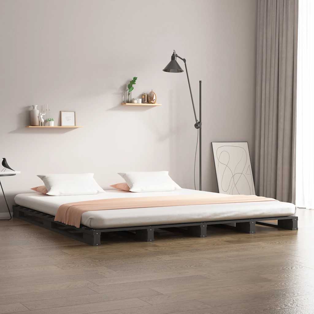 vidaXL ��ko z palet, szare, 150x200 cm, lite drewno