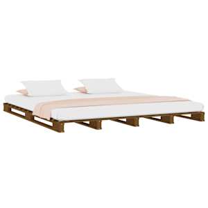 vidaXL Pallet Bed without Mattress Honey Brown King Size Solid Wood