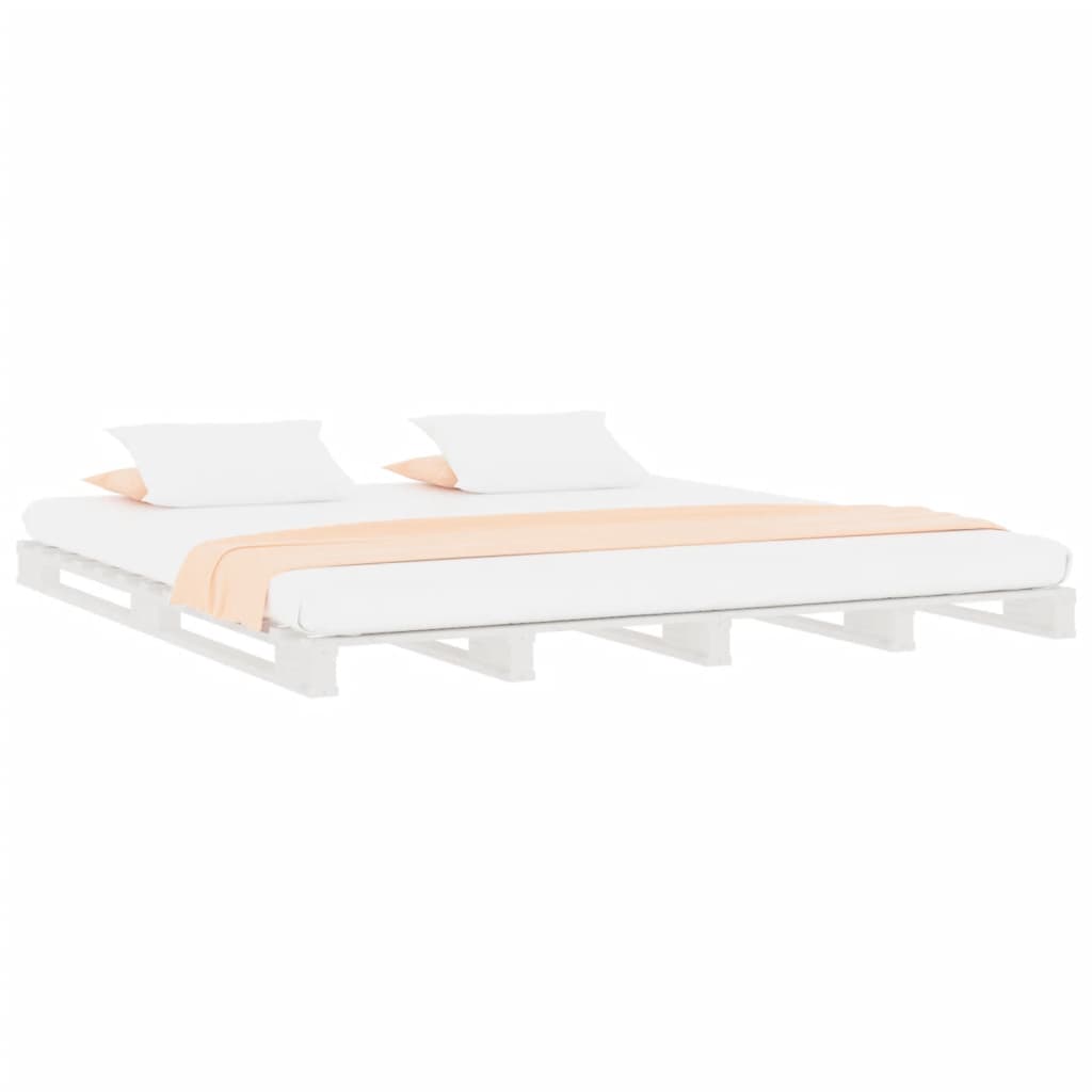 vidaXL Palletbed massief grenenhout wit 200x200 cm afbeelding