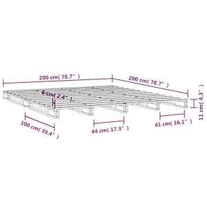 Postel z palet bílá 200 x 200 cm masivní borové dřevo - obrázek 8