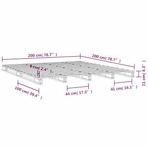 Postel z palet šedá 200 x 200 cm masivní borové dřevo - obrázek 8