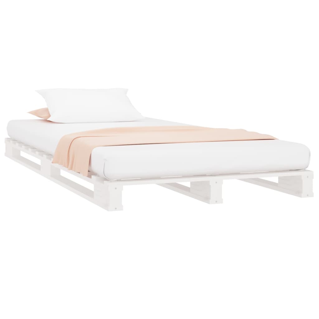 vidaXL Pallet Bed without Mattress White Single Solid Wood