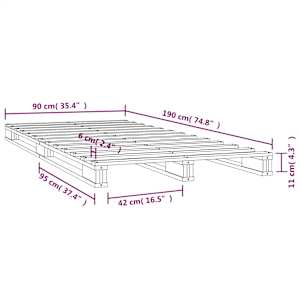 Postel z palet bílá 90 x 190 cm masivní borovice Single - obrázek 8
