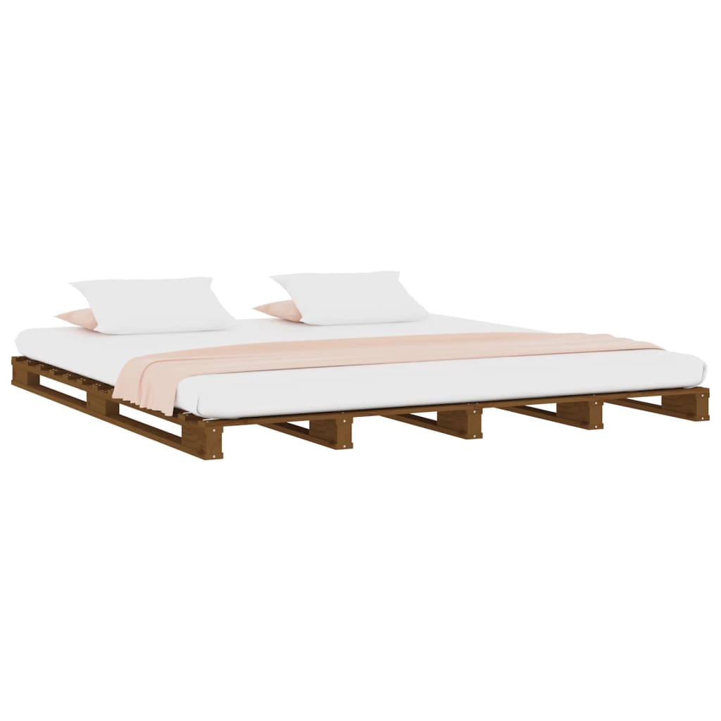 vidaXL Palletbed massief grenenhout honingbruin 140x190 cm afbeelding