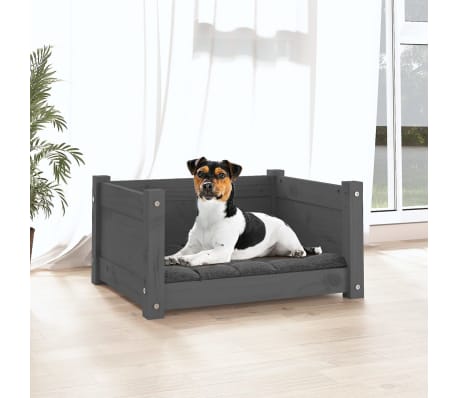 vidaXL Lova &scaron;unims, pilka, 55,5x45,5x28cm, pu&scaron;ies medienos masyvas