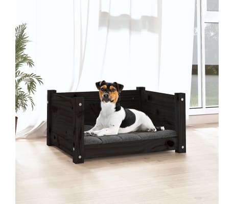 vidaXL Lit pour chien Noir 55,5x45,5x28 cm Bois massif de pin