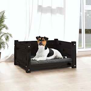 vidaXL Lit pour chien Noir 55,5x45,5x28 cm Bois massif de pin
