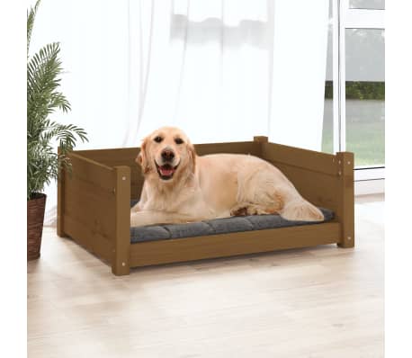 vidaXL Lit pour chien Marron miel 75,5x55,5x28 cm Bois de pin solide