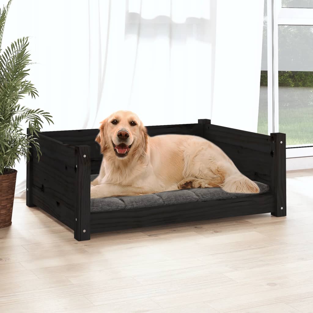 vidaXL Hundebett Schwarz 75,5×55,5×28 cm Massivholz Kiefer