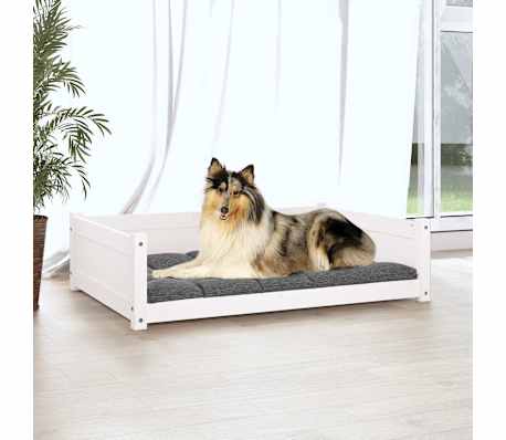 vidaXL Hondenmand 95,5x65,5x28 cm massief grenenhout wit