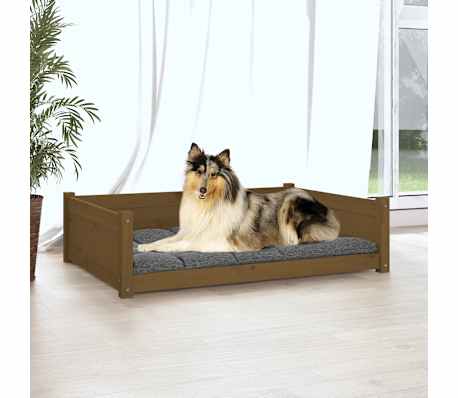 vidaXL Hundeseng honningbrun 95,5x65,5x28 cm heltre furu