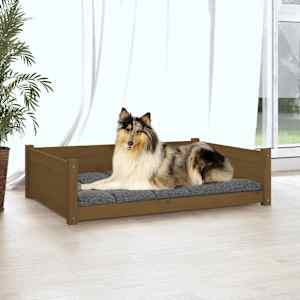 vidaXL Hundeseng honningbrun 95,5x65,5x28 cm heltre furu