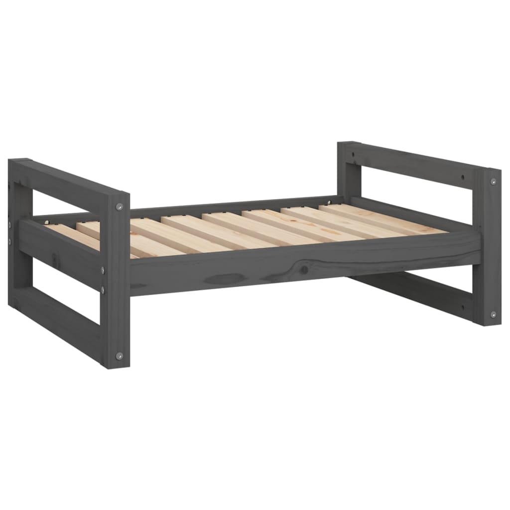 vidaXL Hondenmand 75,5x55,5x28 cm massief grenenhout grijs