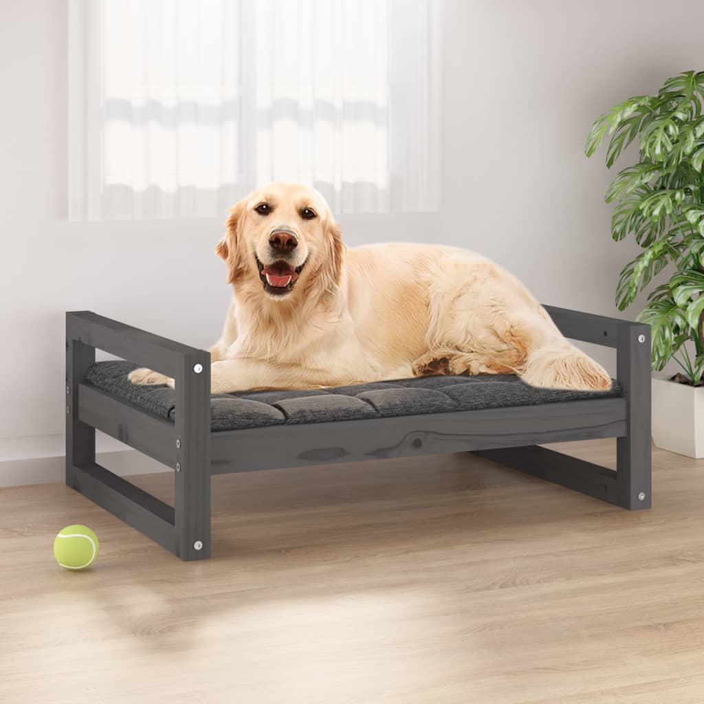 Hundebett Grau 75,5×55,5×28 cm Massivholz Kiefer kaufen