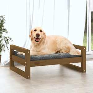 vidaXL Hundeseng honningbrun 75,5x55,5x28 cm heltre furu