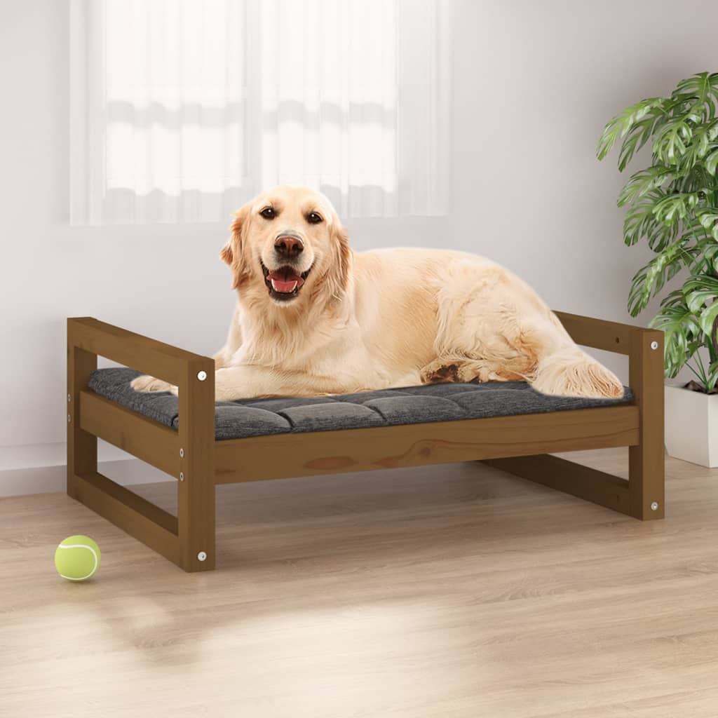 Hundebett Honigbraun 75,5×55,5×28 cm Massivholz Kiefer