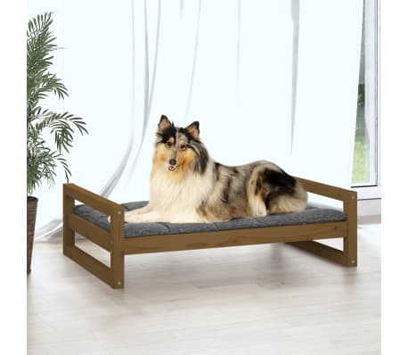 vidaXL Lova &scaron;unims, medaus ruda, 95,5x65,5x28cm, pu&scaron;ies masyvas