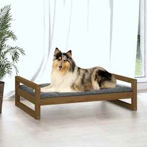 vidaXL Lova &scaron;unims, medaus ruda, 95,5x65,5x28cm, pu&scaron;ies masyvas