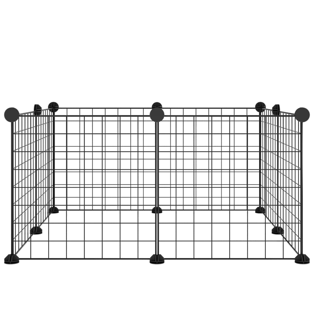 Cușcă animale de companie, 8 panouri, negru, 35×35 cm, oțel