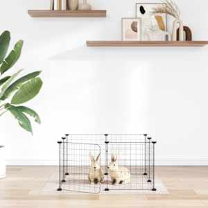 8-delna kletka za hišne ljubljenčke z vrati črna 35x35 cm jeklo