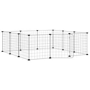 vidaXL 12-paneeliga lemmikloomapuur uksega, must, 105 x 105 x 35 cm, teras