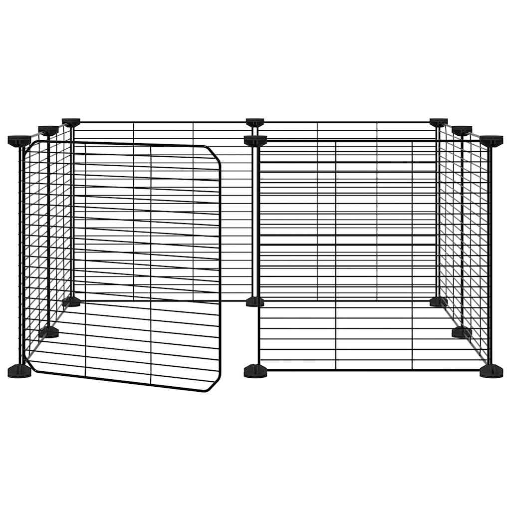 vidaXL Huisdierenkooi met deur 8 panelen 35x35 cm staal zwart