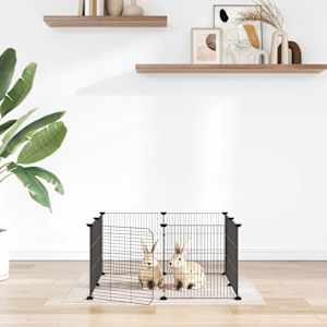 8-delna kletka za hišne ljubljenčke z vrati črna 35x35 cm jeklo