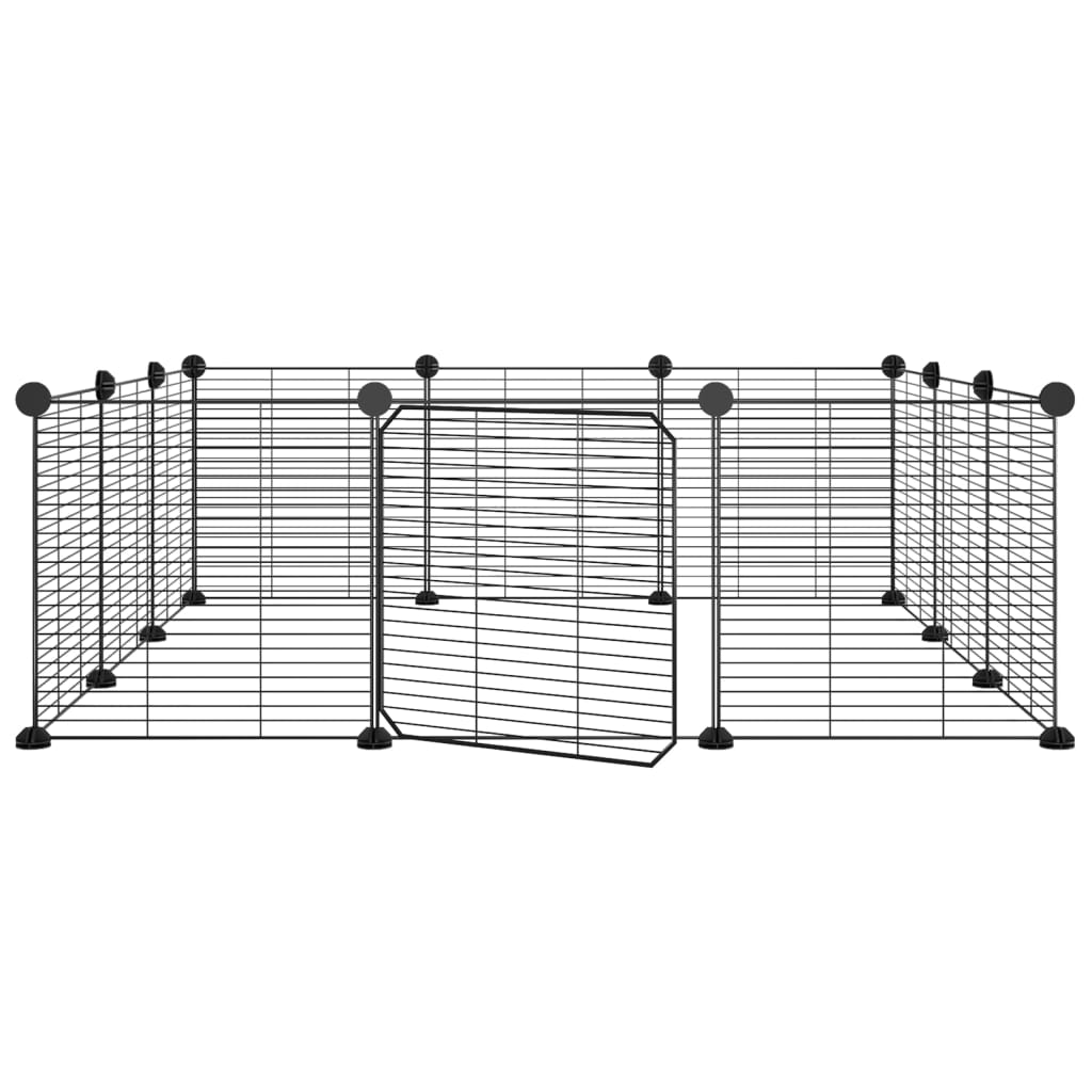 Cușcă animale de companie cu ușă 12 panouri negru 35×35 cm oțel