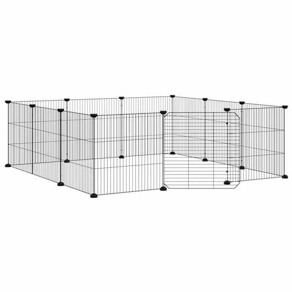 vidaXL 12-paneeliga lemmikloomapuur uksega, must, 105 x 105 x 35 cm, teras