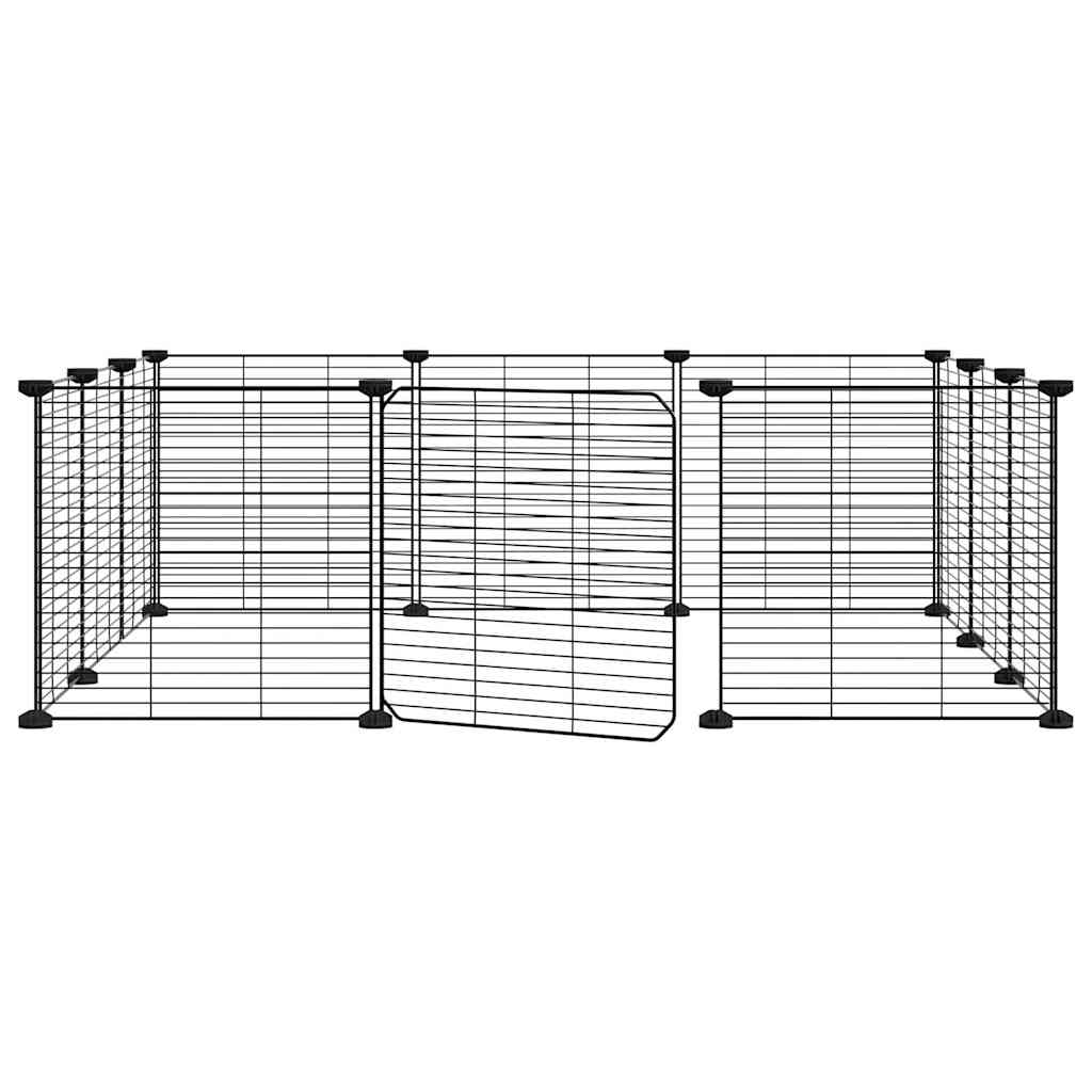 vidaXL Huisdierenkooi met deur 12 panelen 35x35 cm staal zwart