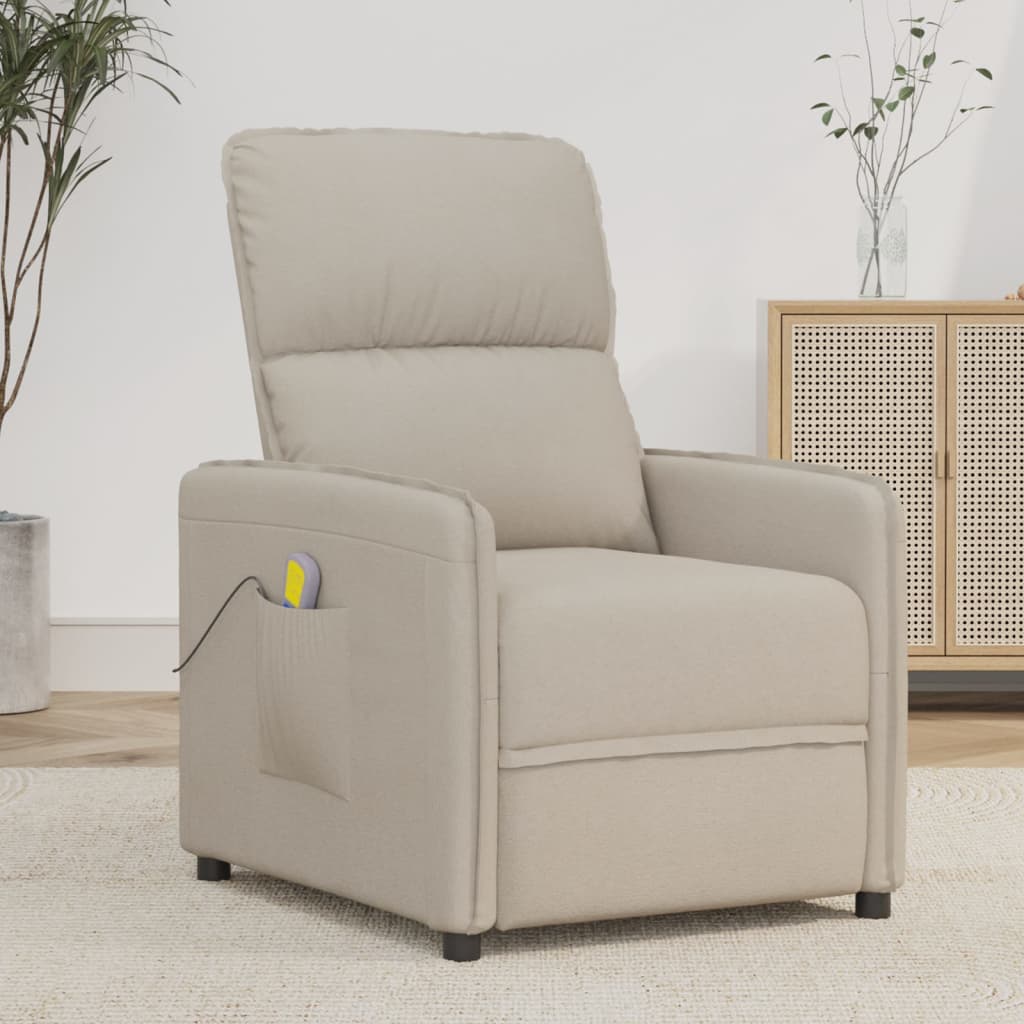vida XL Massagesessel Creme Mikrofasergewebe