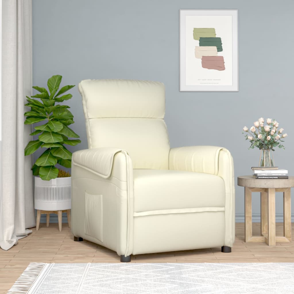 vidaXL Cadeira reclinável couro artificial cor creme