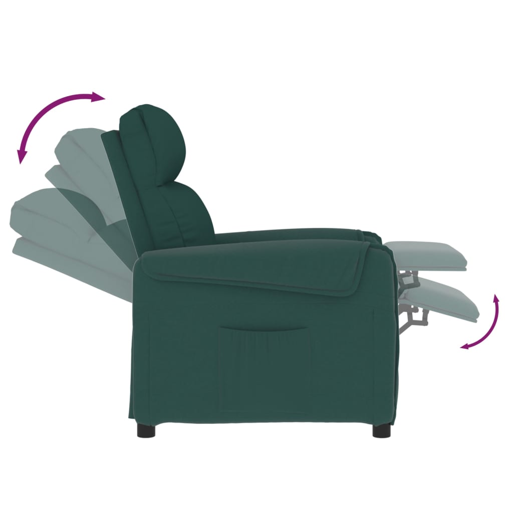 Fotoliu rabatabil, verde închis, material textil