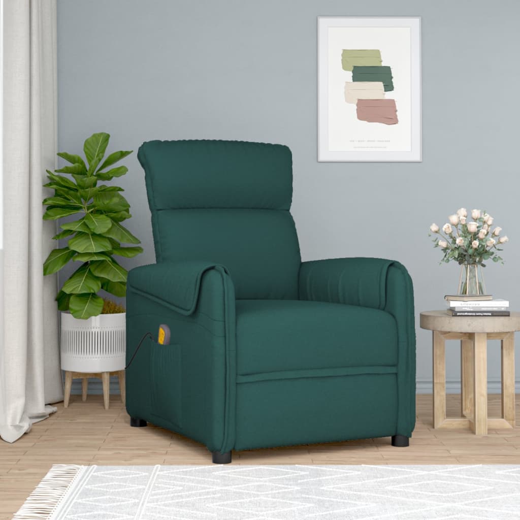 Fauteuil de massage Vert foncé Tissu