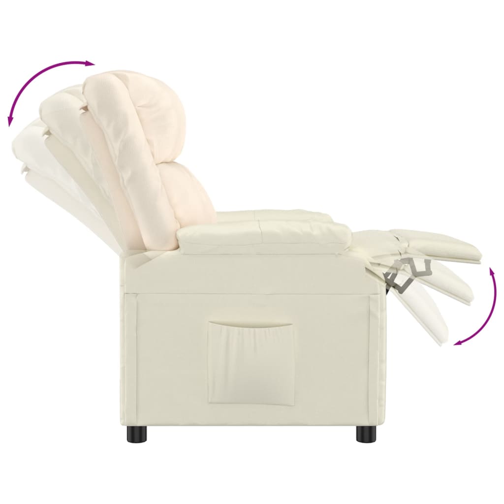 Fotoliu rabatabil, crem, piele ecologică