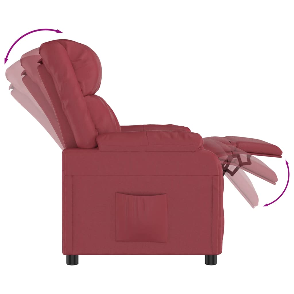 bordó műbőr dönthető fotel