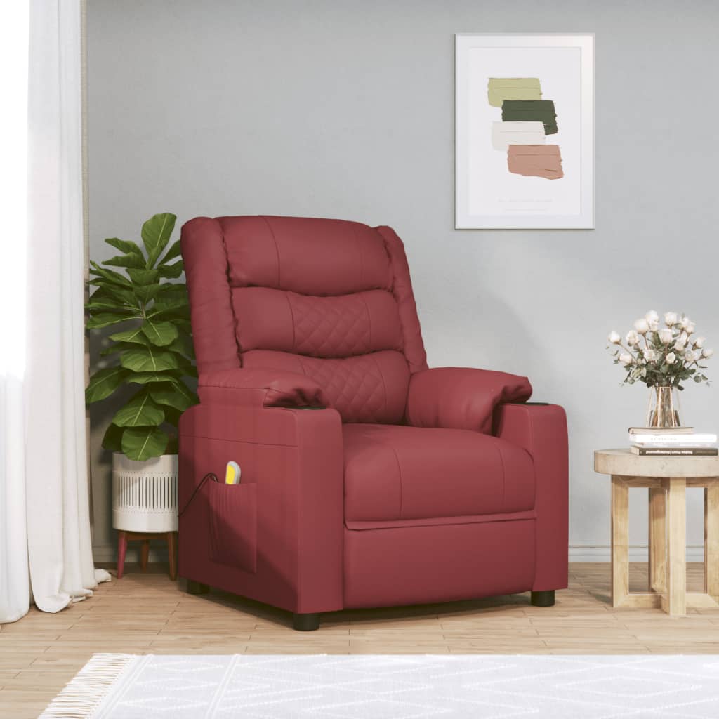 vidaXL Massagesessel Weinrot Kunstleder