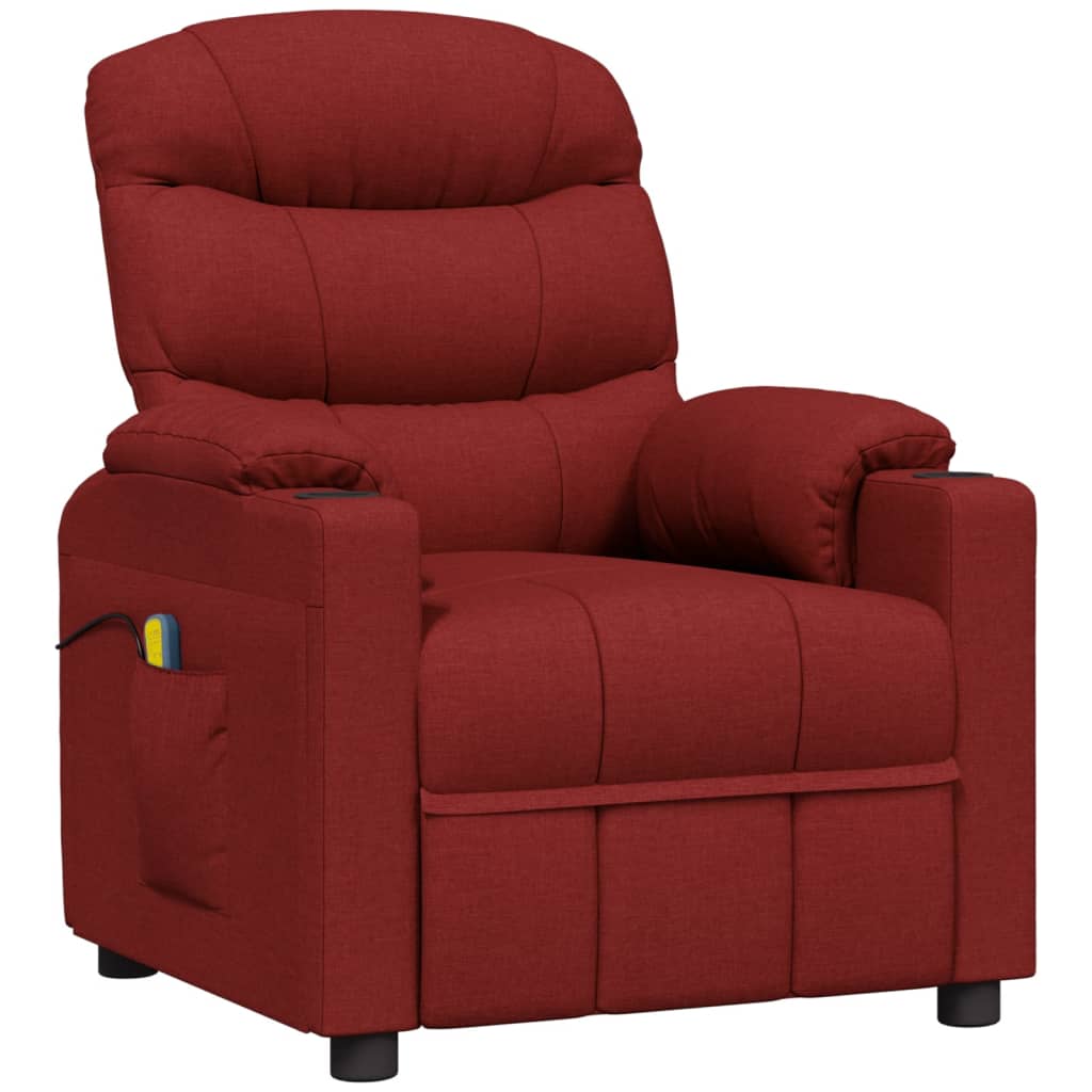 vidaXL Masážní křeslo vínové textil