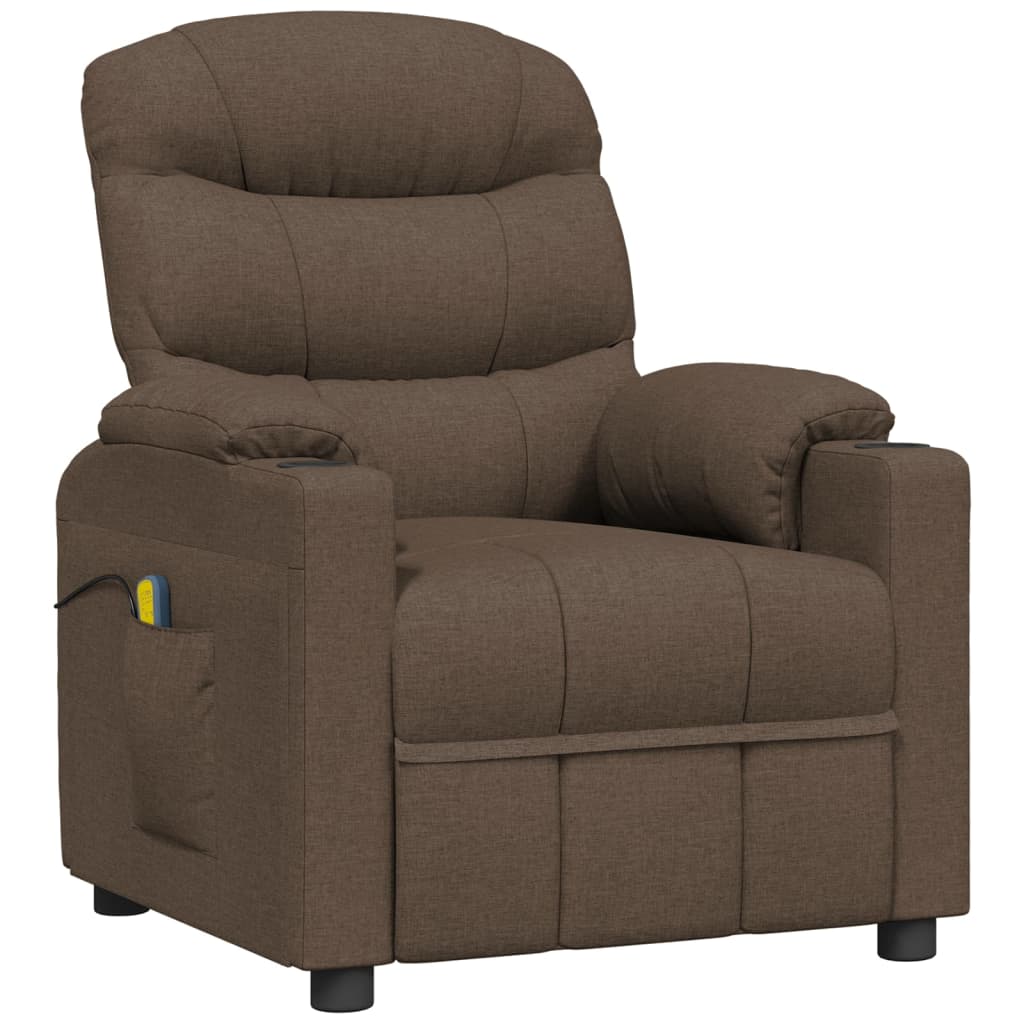 vidaXL Masážní křeslo hnědé textil