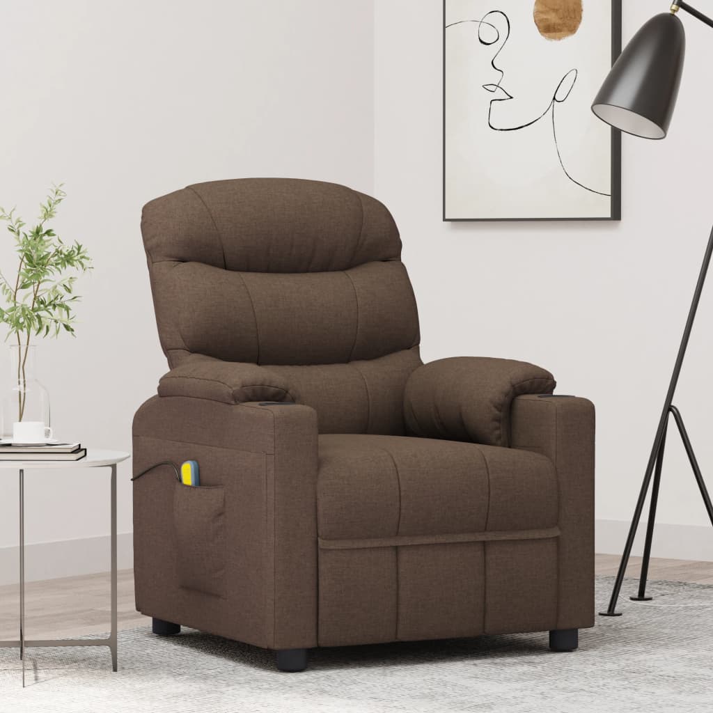 vidaXL Fotoliu de masaj, maro, material textil