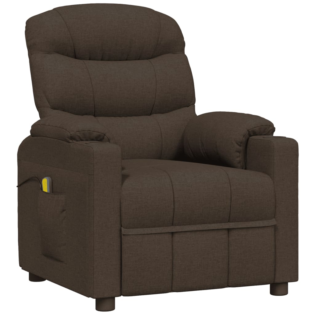 vidaXL Masážní křeslo tmavě hnědé textil