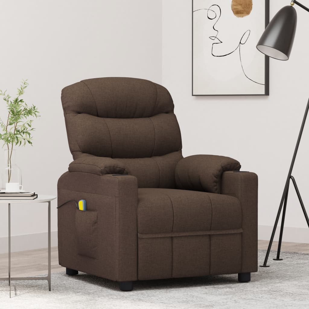 vidaXL Massagesessel Dunkelbraun Stoff