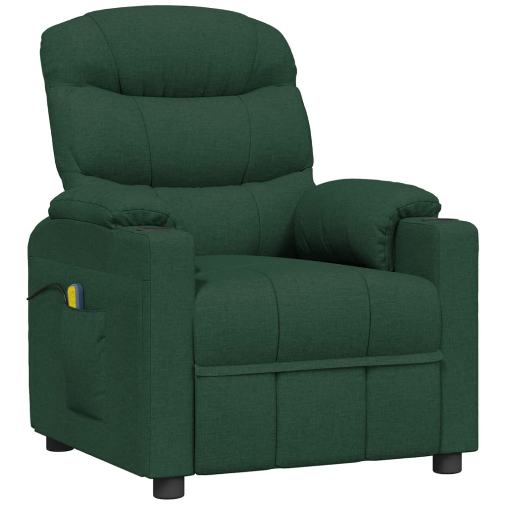 vidaXL Masážní křeslo tmavě zelené textil