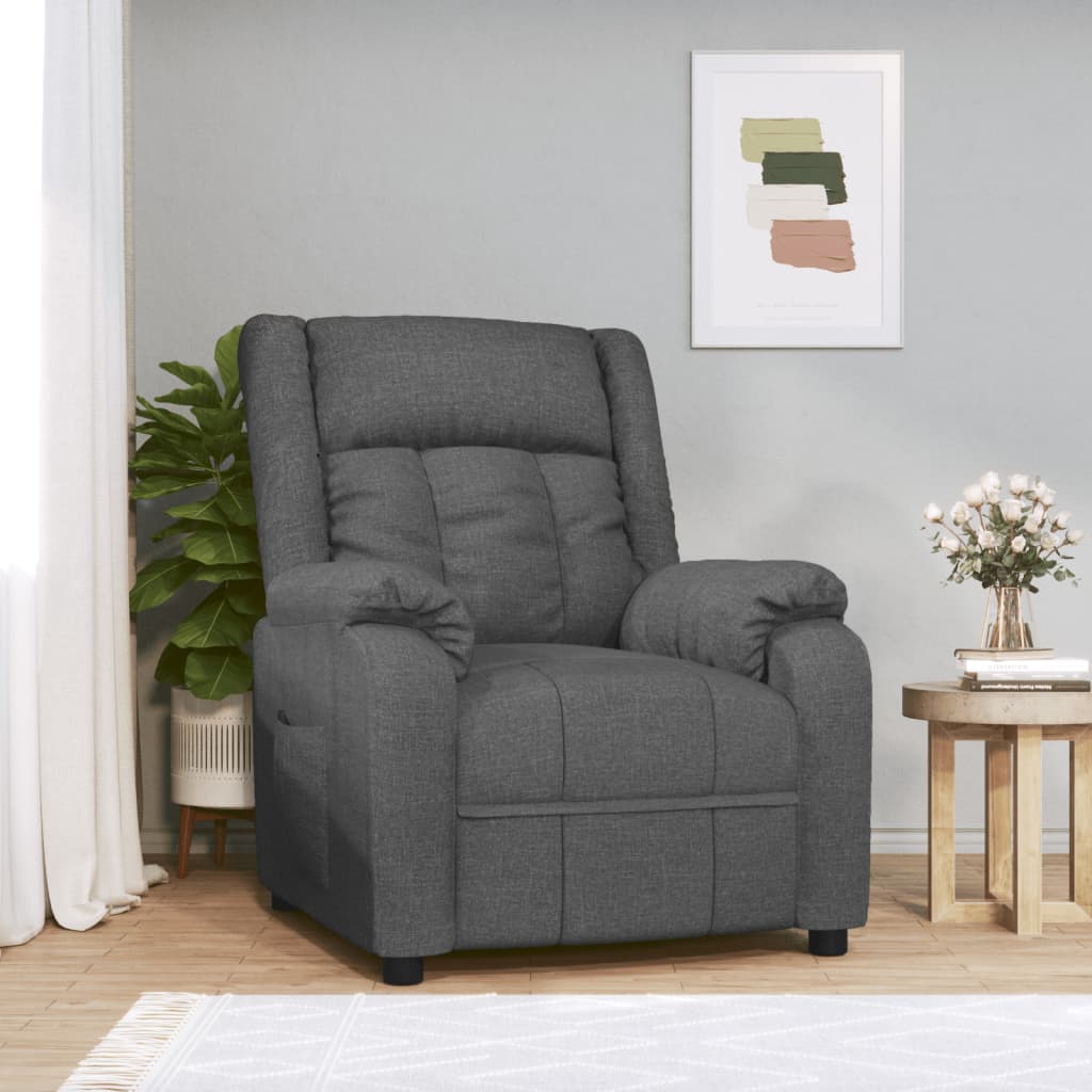vidaXL Fotoliu rabatabil, gri închis, material textil