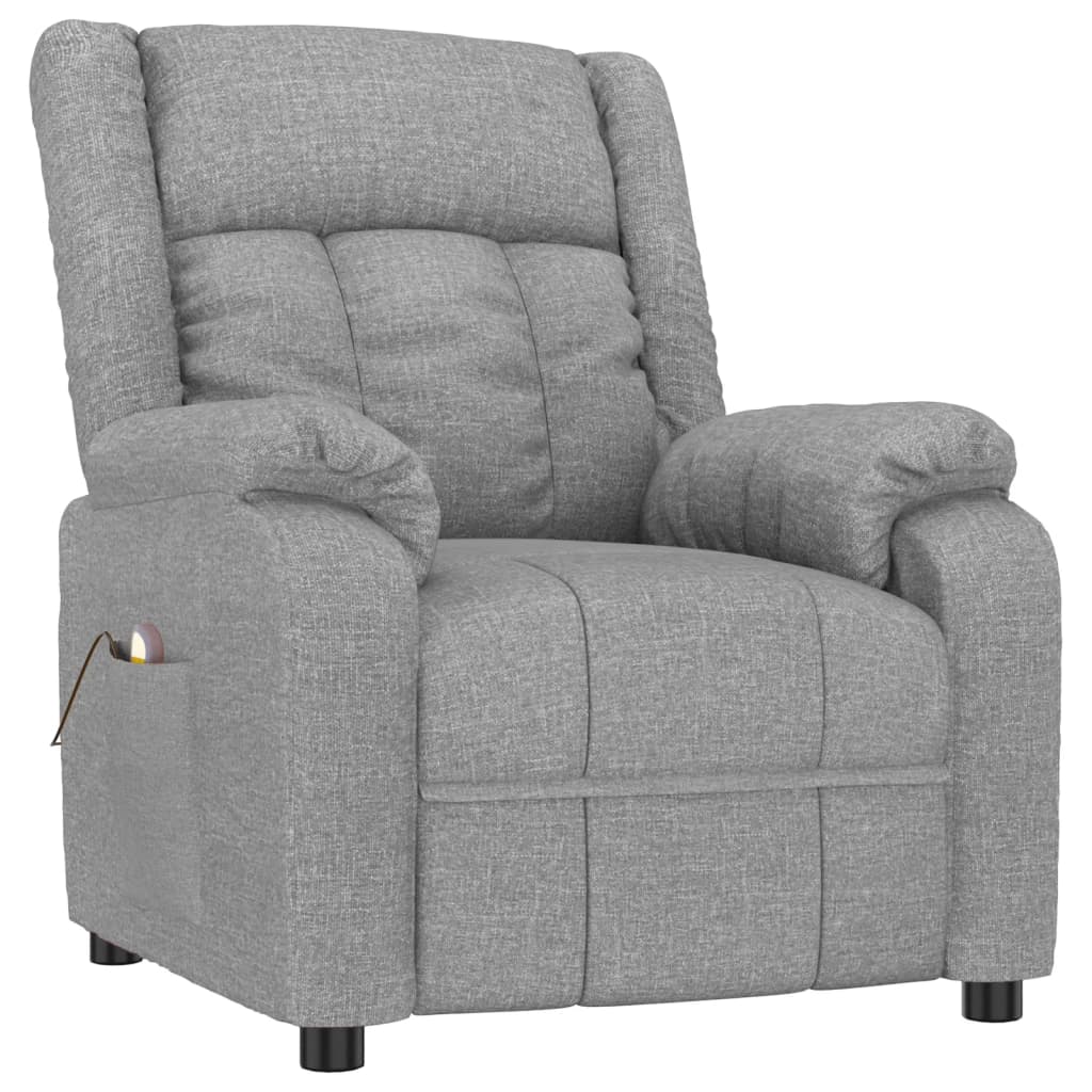 vidaXL Masážní křeslo světle šedé textil