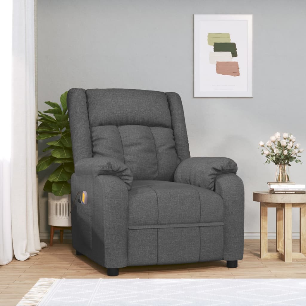 vidaXL Fotoliu de masaj, gri închis, material textil