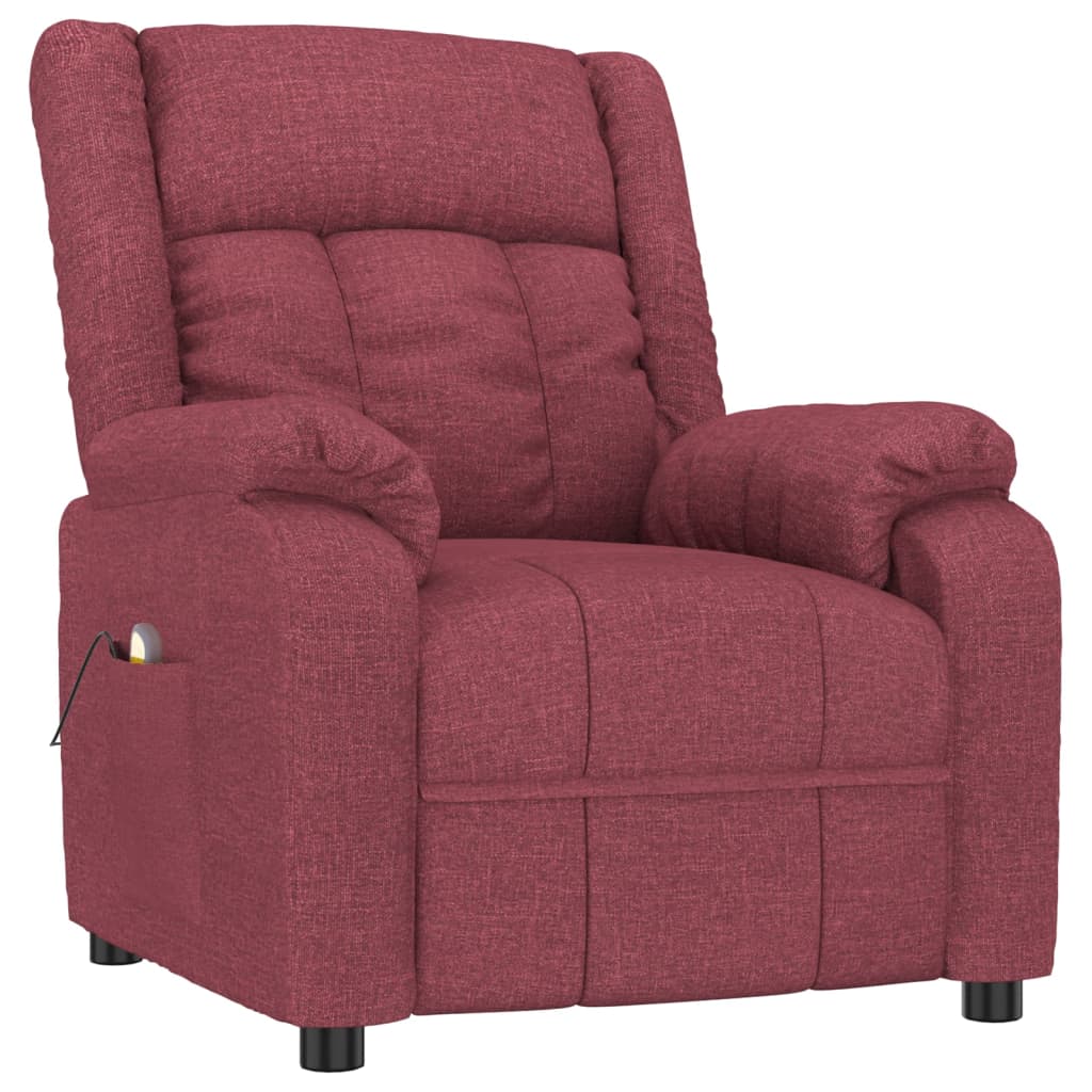 vidaXL Masážní křeslo vínové textil