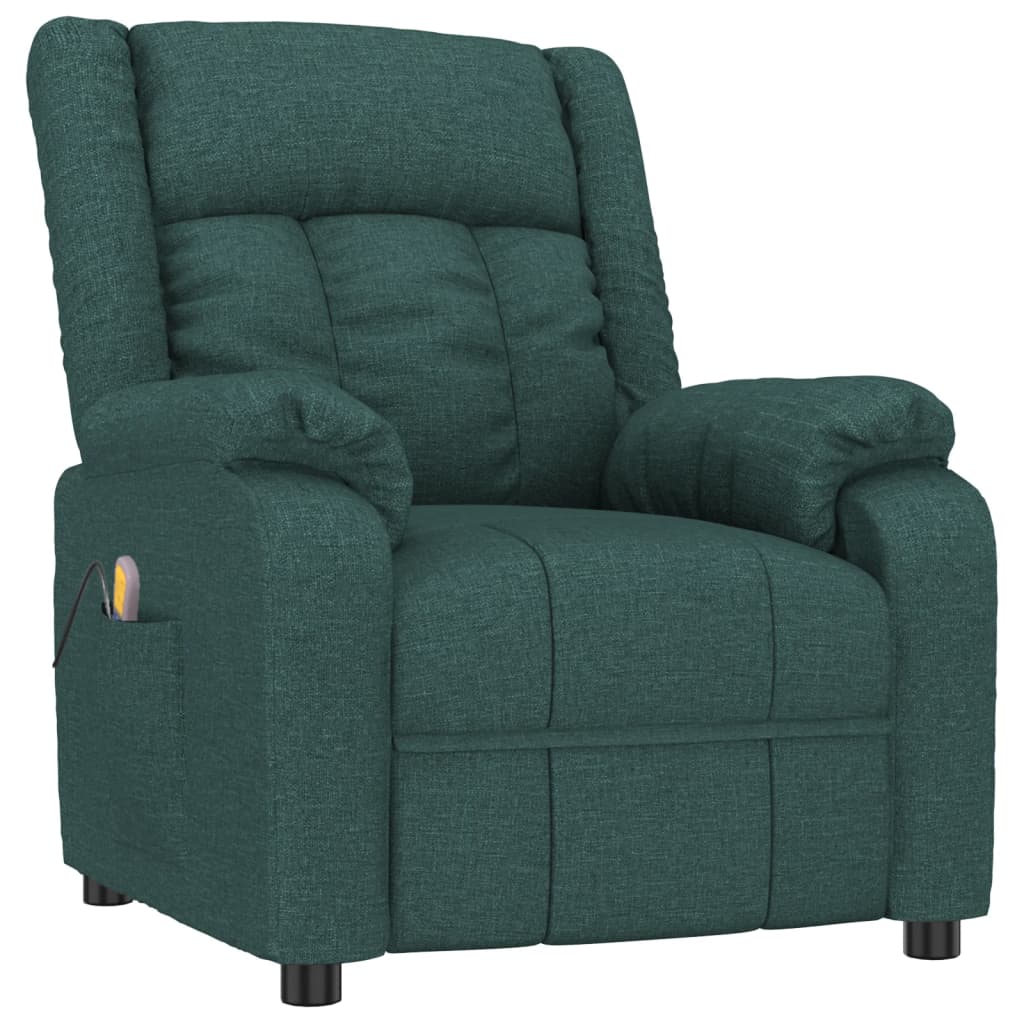 vidaXL Masážní křeslo tmavě zelené textil